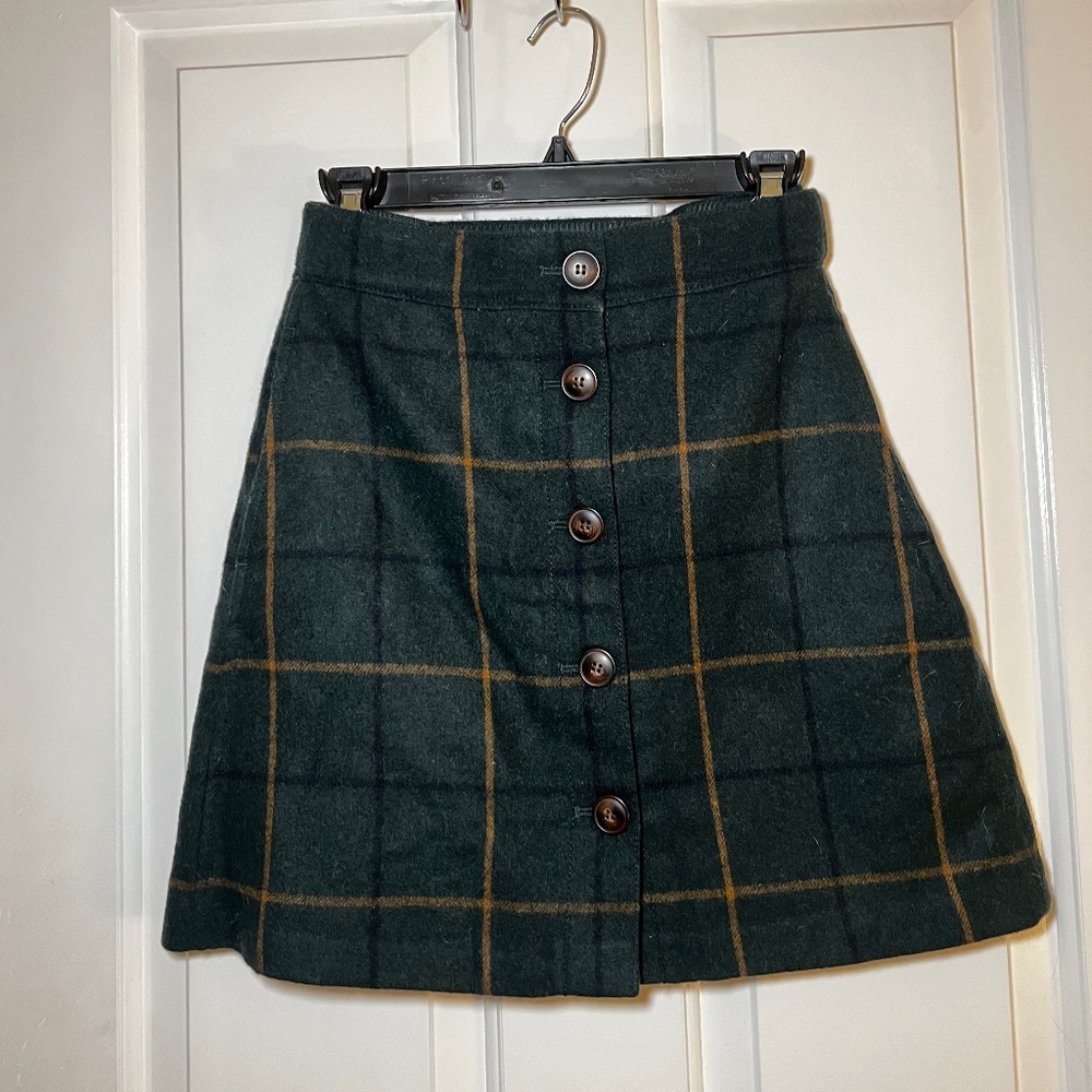 NWOT Madewell Green Plaid Skirt | size: 2-4